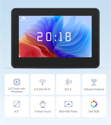 ESP32-S3 4.3inch Touch LCD Development Board Type B, 800×480, 5-point ...