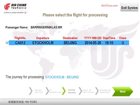Steps for Airport Self-Service Check-in