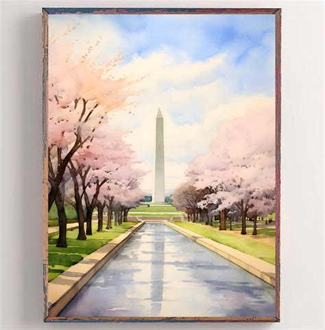 Washington Monument Poster Large Watercolor Painting Washington DC Art Print Memorial Park Art ...