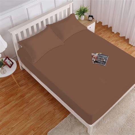 Buy HOKIPO Brushed Microfiber 140 GSM Solid Fitted Bedsheets King Size ...