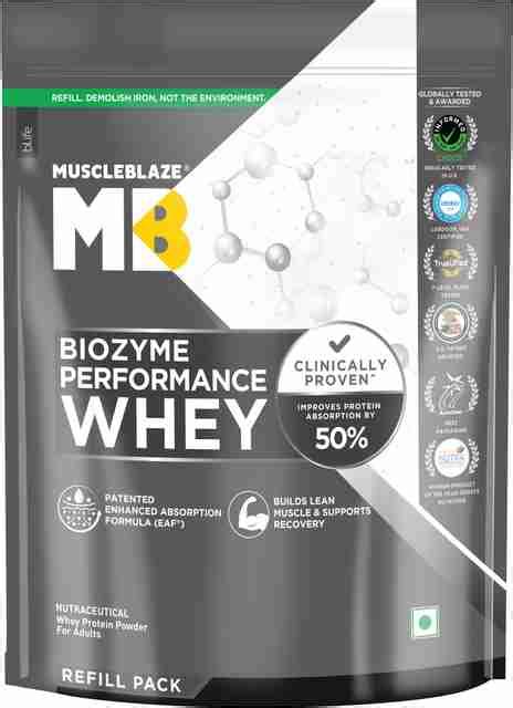 MUSCLEBLAZE Biozyme Performance Whey Protein Powder, 25g Protein Per ...