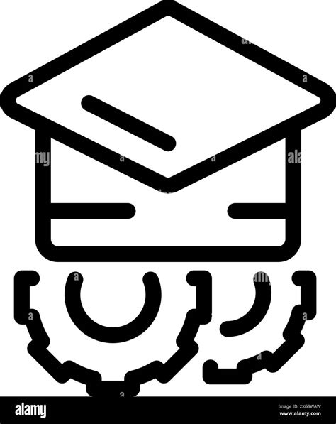 Graduation hat is positioned above rotating gears, symbolizing the continuous process of ...
