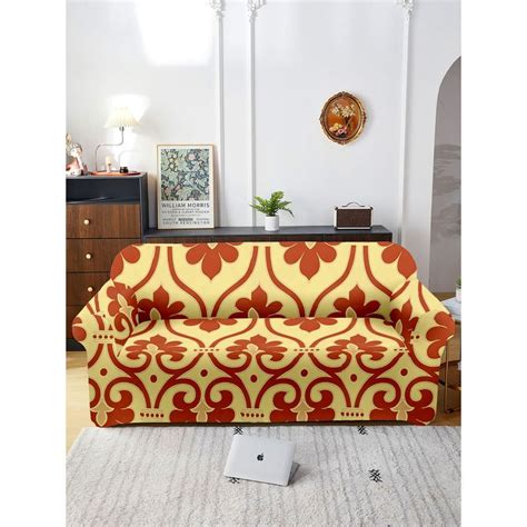 Buy Cortina Elastic Stretchable Universal Printed Three Seater Sofa ...