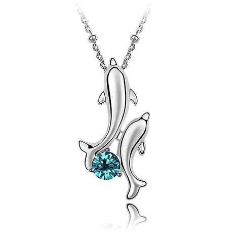 Rigant White Gold Plated Dolphin Necklace with Crystal - India | Ubuy