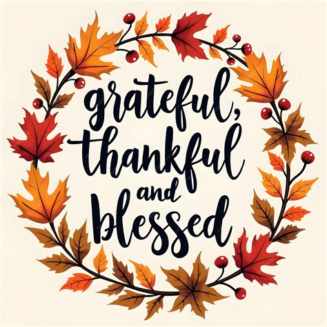 Grateful Thankful and Blessed Elegant Autumn Design | Premium AI ...