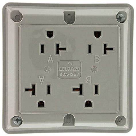 Leviton 21254-GY 20A, 125V, Industrial Series Extra Heavy Duty Grade, 4 ...