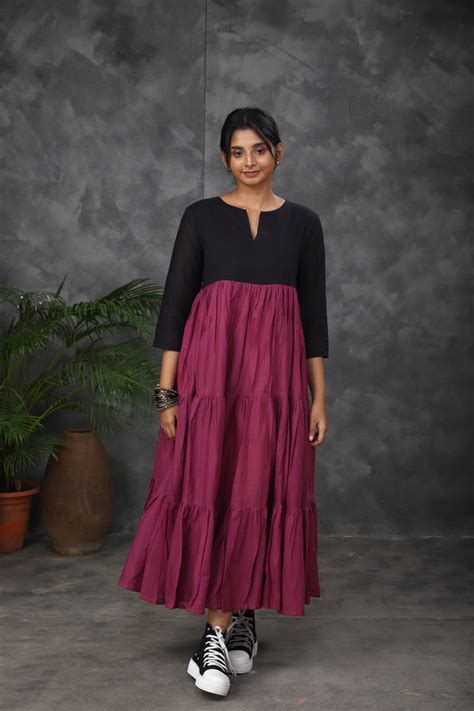 Black & Magenta Mul cotton dress (Top) – YoshnasByEla