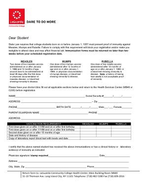 Fillable Online laguardia Student Immunization form - LaGuardia ...