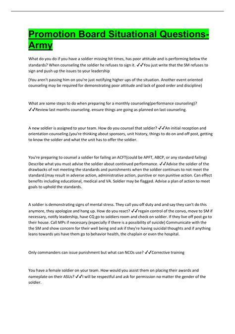 Promotion Board Situational Questions-Army - Promotion Board ...