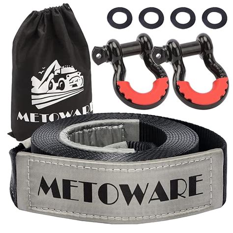 METOWARE Recovery Tow Strap Kit 3" x 20ft, Heavy Duty Recovery Strap 35 ...