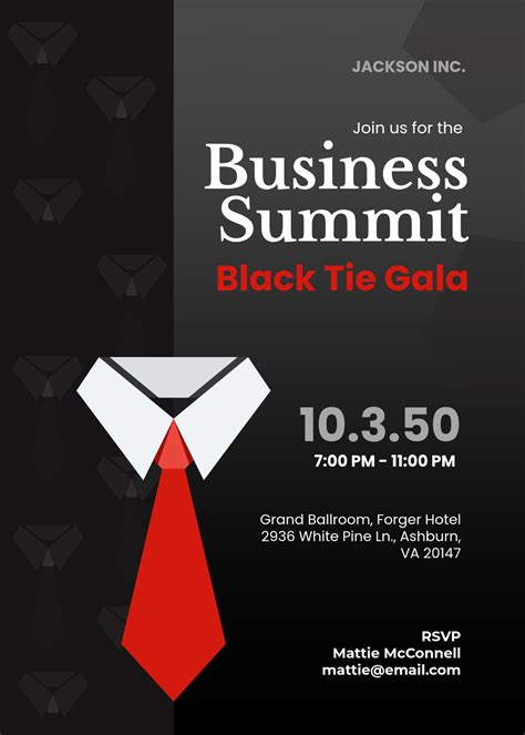 Free Black Tie Invitation Templates, Editable and Printable