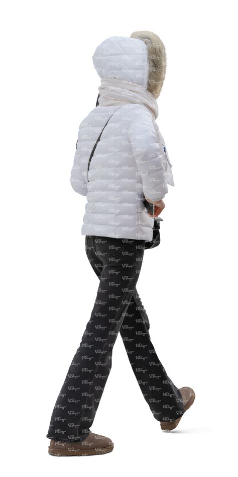 woman in a white winter jacket walking - VIShopper