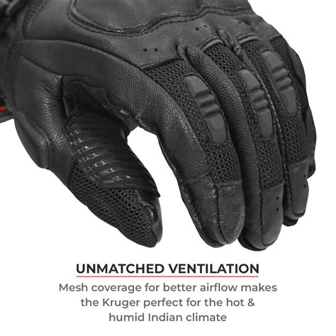 Viaterra Kruger Full Gauntlet Motorcycle Riding Gloves (Midnight Black ...