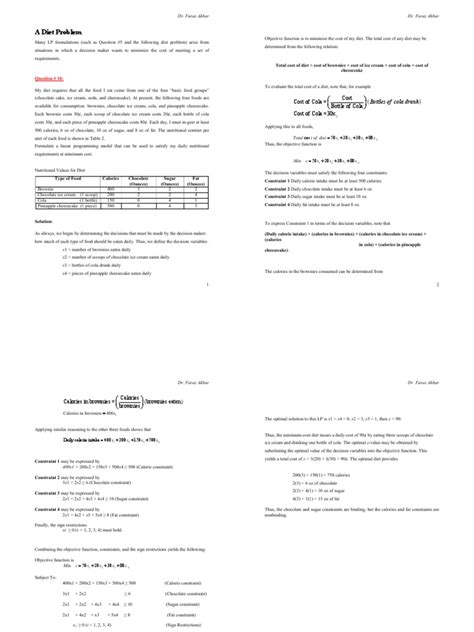 Image result for Diet Example Linear Programming