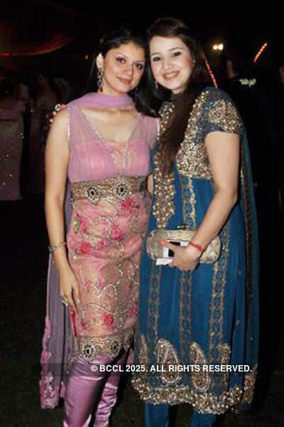 Neha and Chandni pose during Nupur and Animesh Jain's wedding at ...