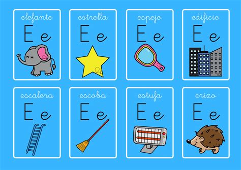 Listado de Palabras con la letra e-E + flashcard - Orientacion Andujar