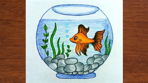 How to draw Aquarium fish | Aquarium drawing easy | underwater drawing ...