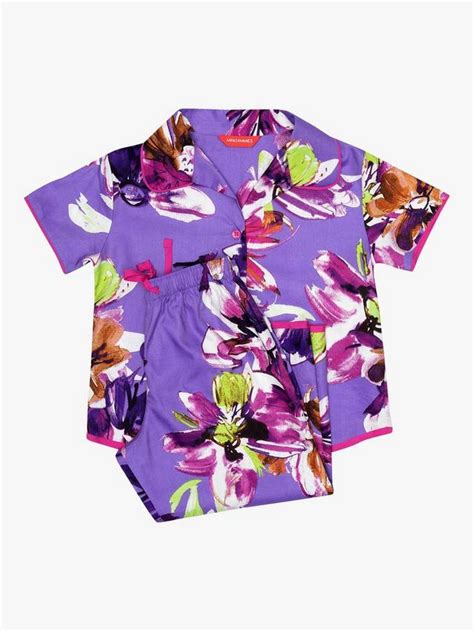 Cyberjammies Kids' Fifi Floral Print Short Sleeve Pyjama Set, Lilac