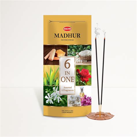 Madhur 6 in 1 Incense Sticks Pack of 2 | HEM Fragrances