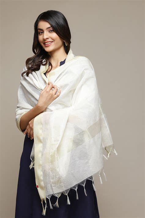Off White Cotton Blend Dupatta