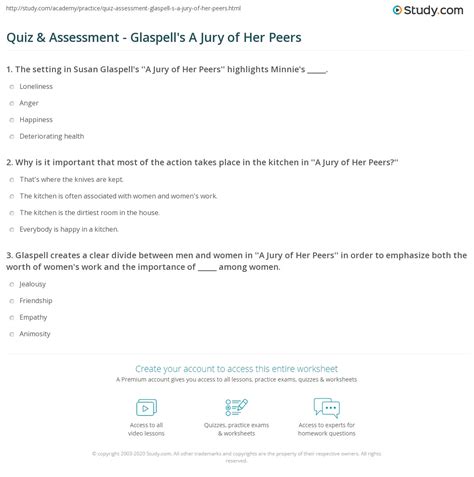 Quiz & Assessment - Glaspell's A Jury of Her Peers | Study.com