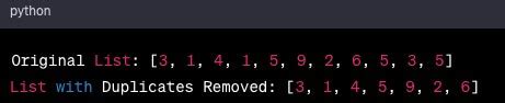 Image result for Remove Duplicates Python Using List Comprehension