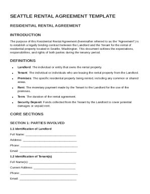 Seattle Rental Agreement Template - Fill and Sign Printable Template Online