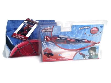 Marvel Spider-Man Dive N Glide Toy with Spiderman Beach Towel : Amazon ...
