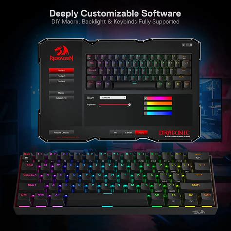 Redragon Draconic PRO K530 – 60 % Tri‑Mode Wireless Mechanical Keyboar ...