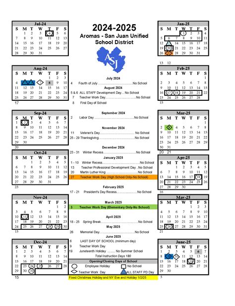 Instructional Calendars | Aromas-San Juan USD