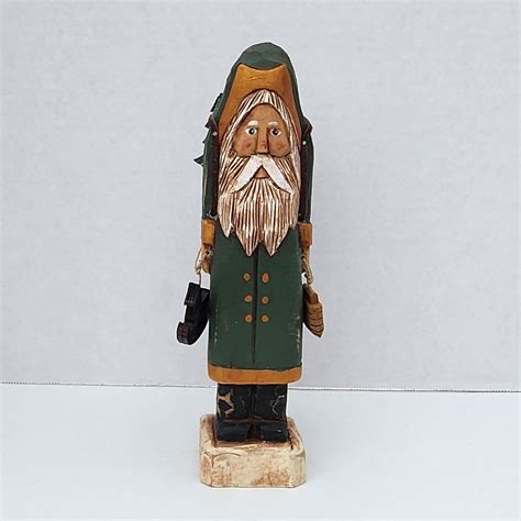 Hand Carved Folk Art Tall Santa