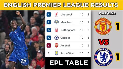 EPL RESULTS TODAY - MATCHWEEK 10 - EPL TABLE STANDINGS TODAY - Premier ...
