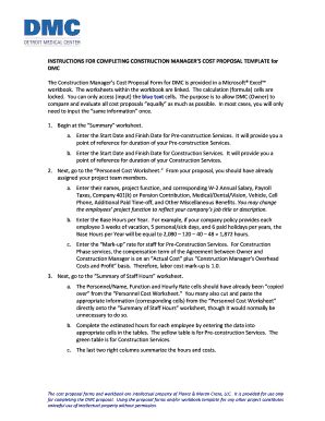 Fillable Online dmc INSTRUCTIONS FOR COMPLETING CONSTRUCTION MANAGERS ...