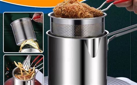 Buy IMPEXTON Small Deep Frying Pot with Strainer Basket,1200 ml ...