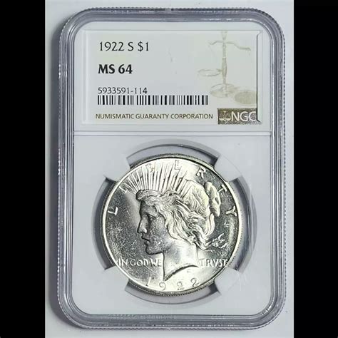 1922-S Peace Dollar NGC MS-64 - WHITE - Bob Paul Rare Coins
