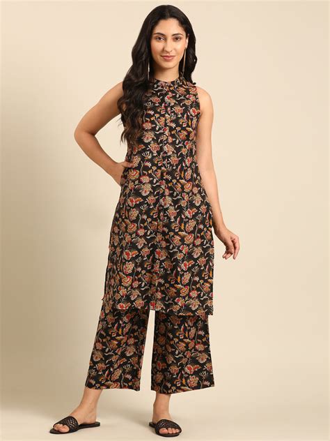 Black Printed Straight Kurta Set – Imara