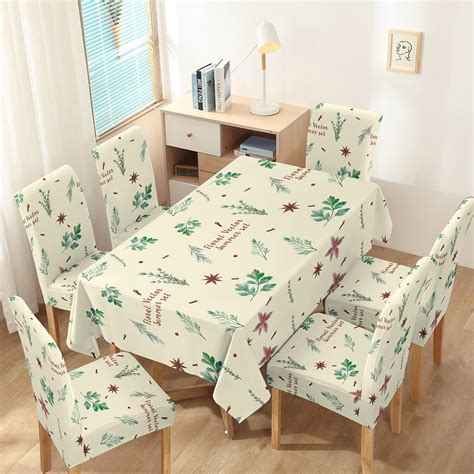 HOKIPO Polyester Chair Cover Set Of 6 With Table Cloth (Ar-5187-D9 ...