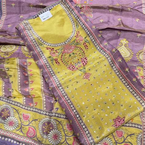 Printed tissue silk pakistani semiformal Suit set – R K Suit & Sarees