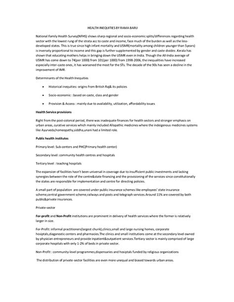 Health Inequities BY RAMA BARU - HEALTH INEQUITIES RAMA BARU National ...