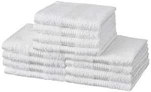 Amazon Brand - Solimo 100% Cotton 12 Piece Face Towel Set, 500 GSM ...