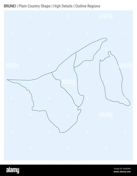 Brunei plain country map. High details. Outline regions style. Shape of Brunei. Vector ...