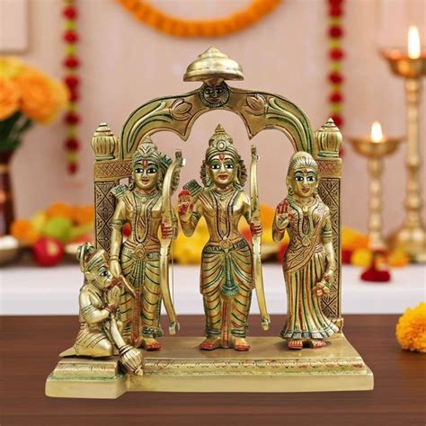 Brass Ram Darbar God Idol | Traditional Brass Hindu Murti, Height : 11 ...