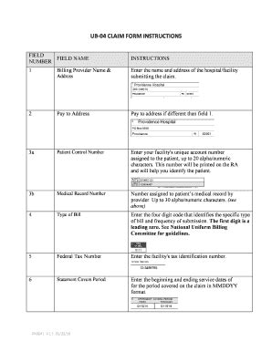 Fillable Online eohhs ri UB-04 CLAIM FORM INSTRUCTIONS - RI.gov - eohhs ...