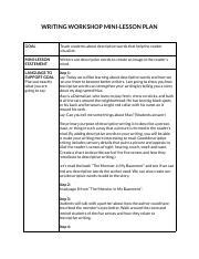 Image result for Writing Workshop Mini Lesson Example