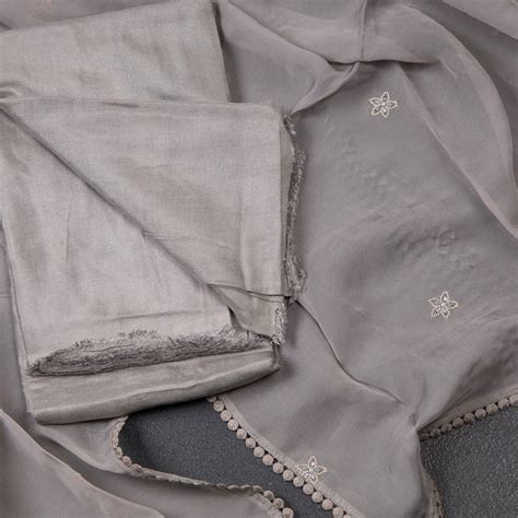 Mul Cotton Grey Unstitched Salwar Material With Dupatta 02 – Kumaran Silks