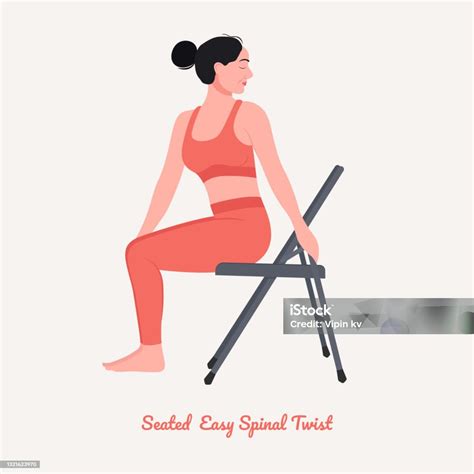 Seated Easy Spinal Twist Yoga Pose Young Woman Practicing Yoga Exercise ...