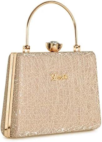 VRITRAZ Glitter Shiny Party Wedding Clutch Purse for Women (Apricot ...