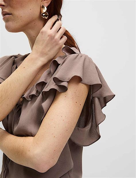 Buy V-Neck Frill Detail Cap Sleeve Top at Marks & Spencer