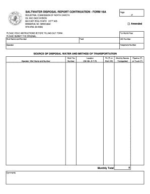 Fillable Online dmr nd north dakota salt water disposal reporting form ...