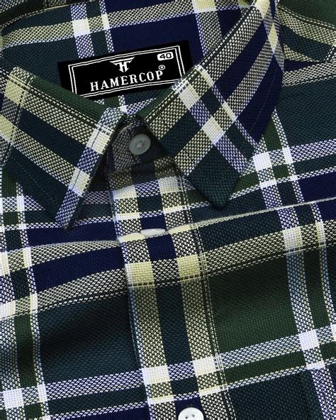 Rifle Green Navy Multicolor Check Cotton Shirt – Hamercop